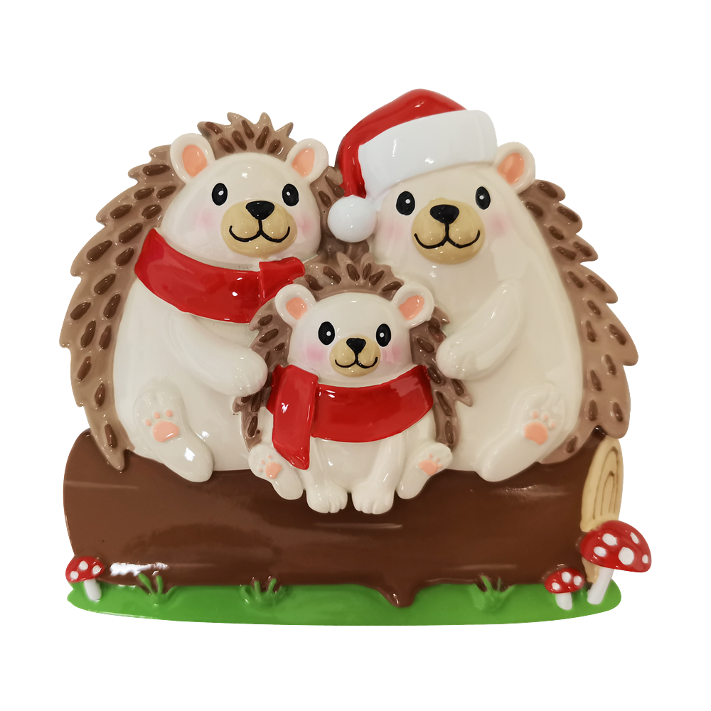 OR2261-3 - Hedgehog Family of 3 Personalised Christmas Decoration