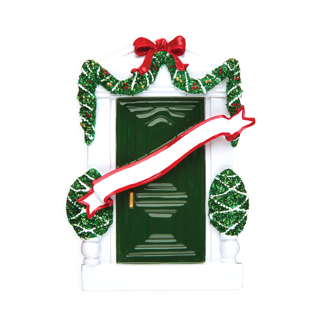 OR229-G - Green Door Personalised Christmas Decoration