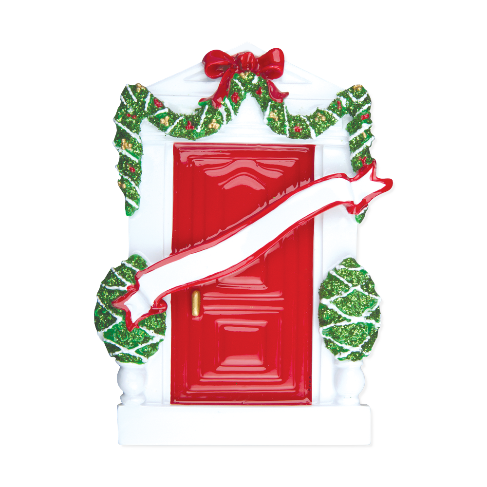 OR229-R - Red Door Personalised Christmas Decoration