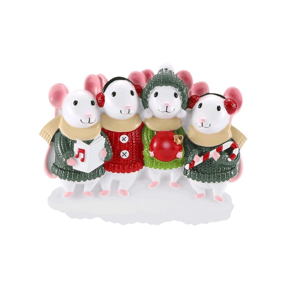 OR2468-4 - Mouse Sweater (Family of 4) Personalised Christmas Decoration