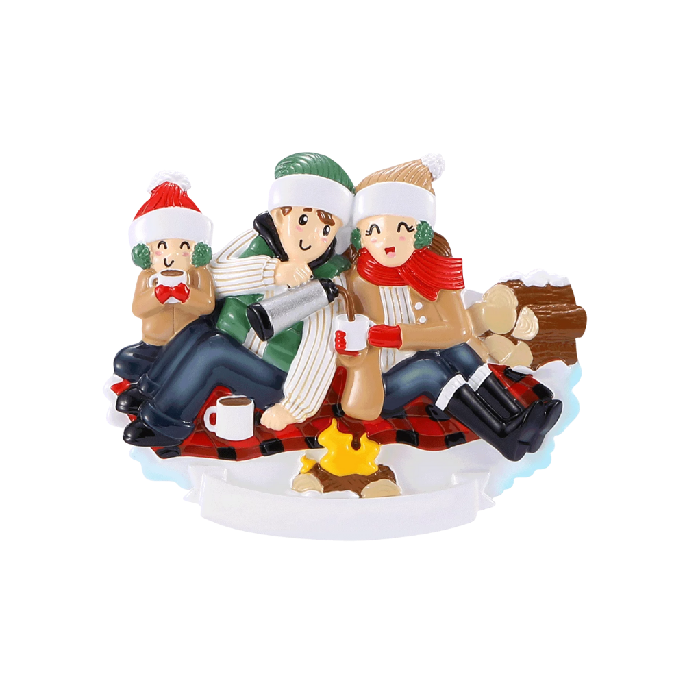 OR2472-3 - Christmas Picnic (Family of 3) Personalised Christmas Decoration