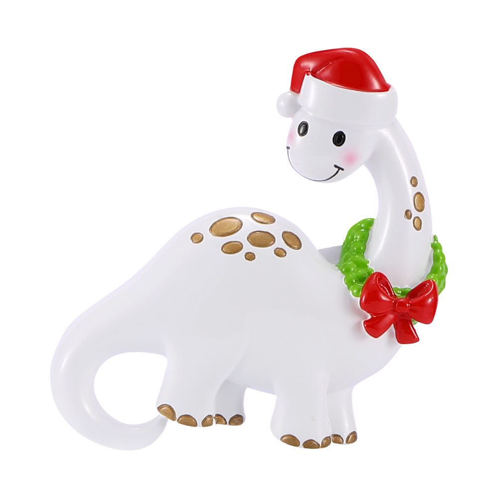 OR2483 - White Dino With Wreath Personalised Christmas Decoration