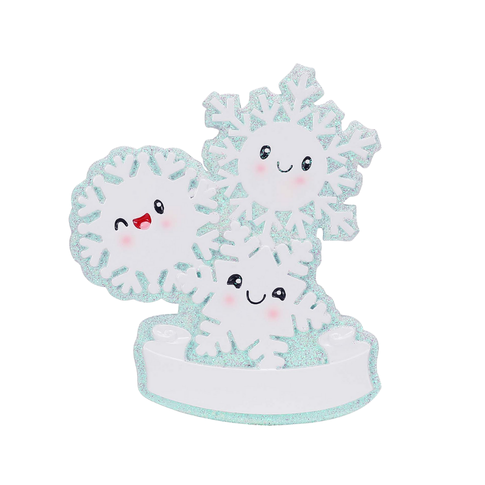 OR2671-3 - Snowflake Family of 3 Personalised Christmas Ornaments