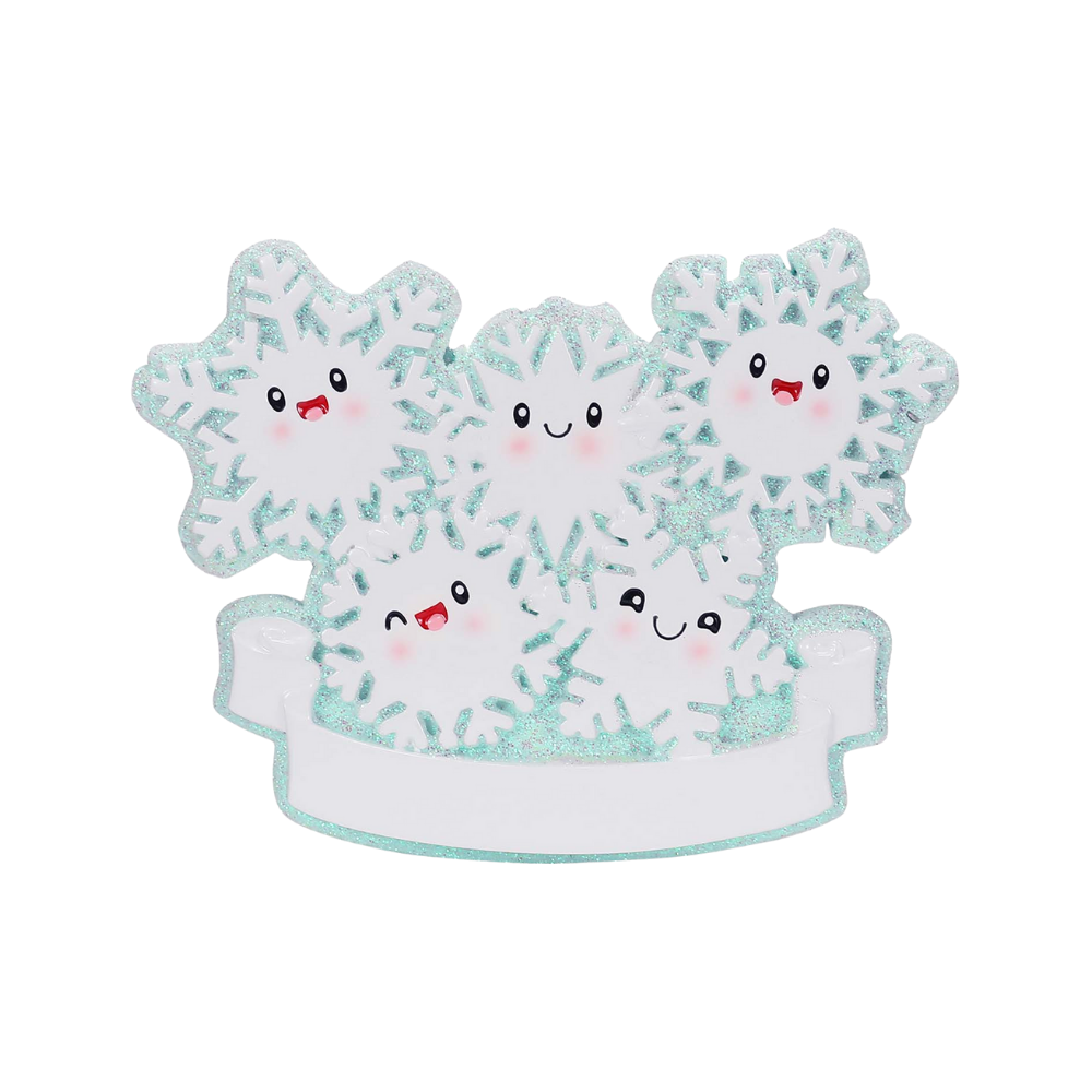 OR2671-5 - Snowflake Family of 5 Personalised Christmas Ornaments