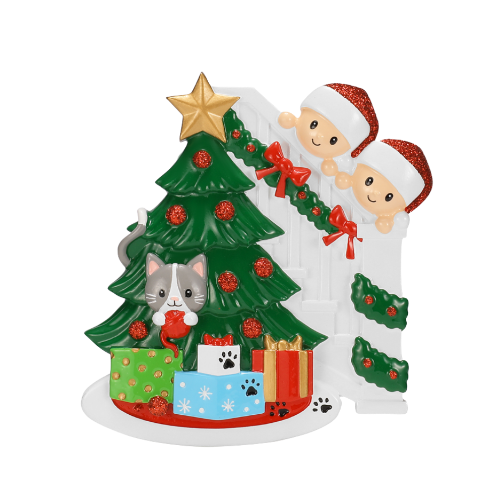 OR2672-2 - Cat in Christmas Tree Family of 2