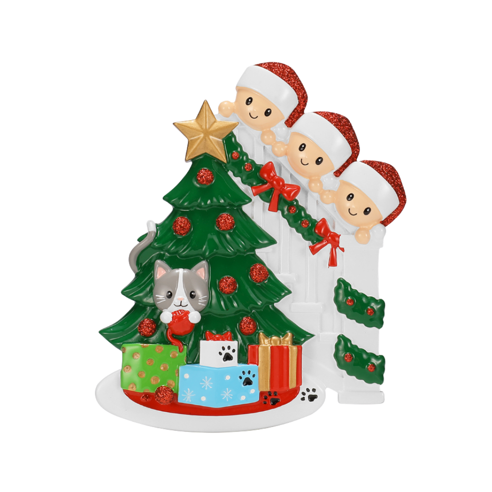 OR2672-3 - Cat in Christmas Tree Family of 3