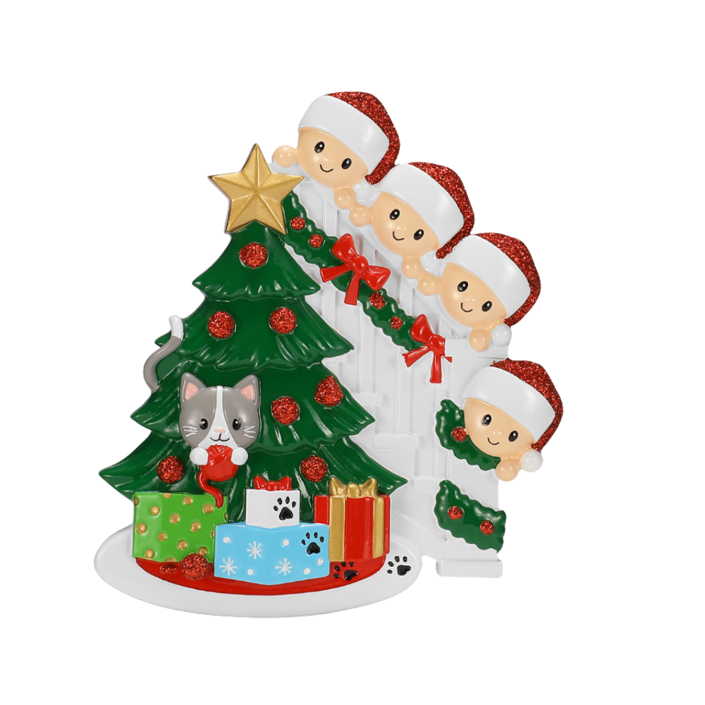 OR2672-4 - Cat in Christmas Tree Family of 4
