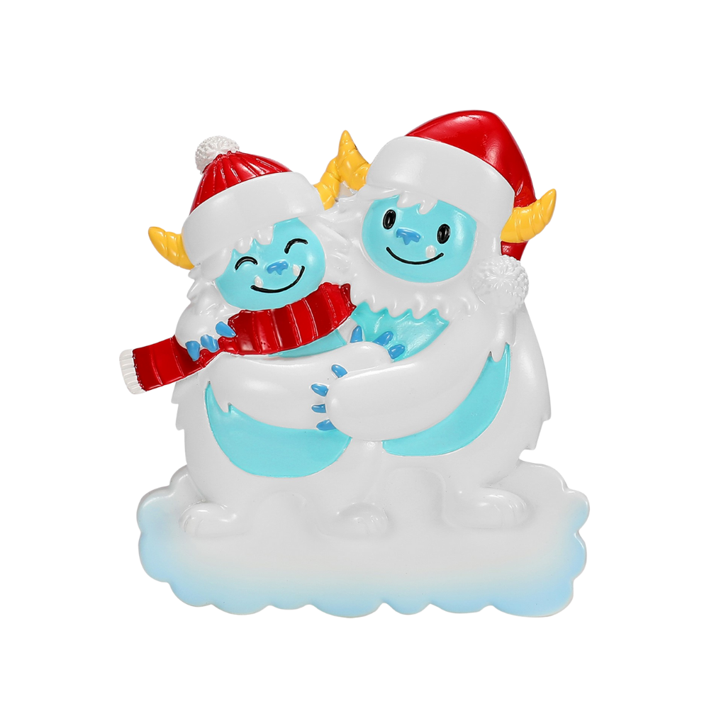 OR2675-2 - Yeti Family of 2 Personalised Christmas Ornaments