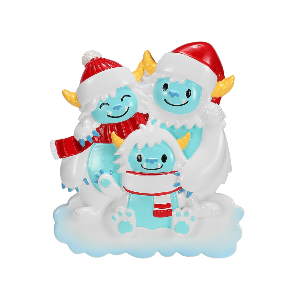 OR2675-3 - Yeti Family of 3 Personalised Christmas Ornaments