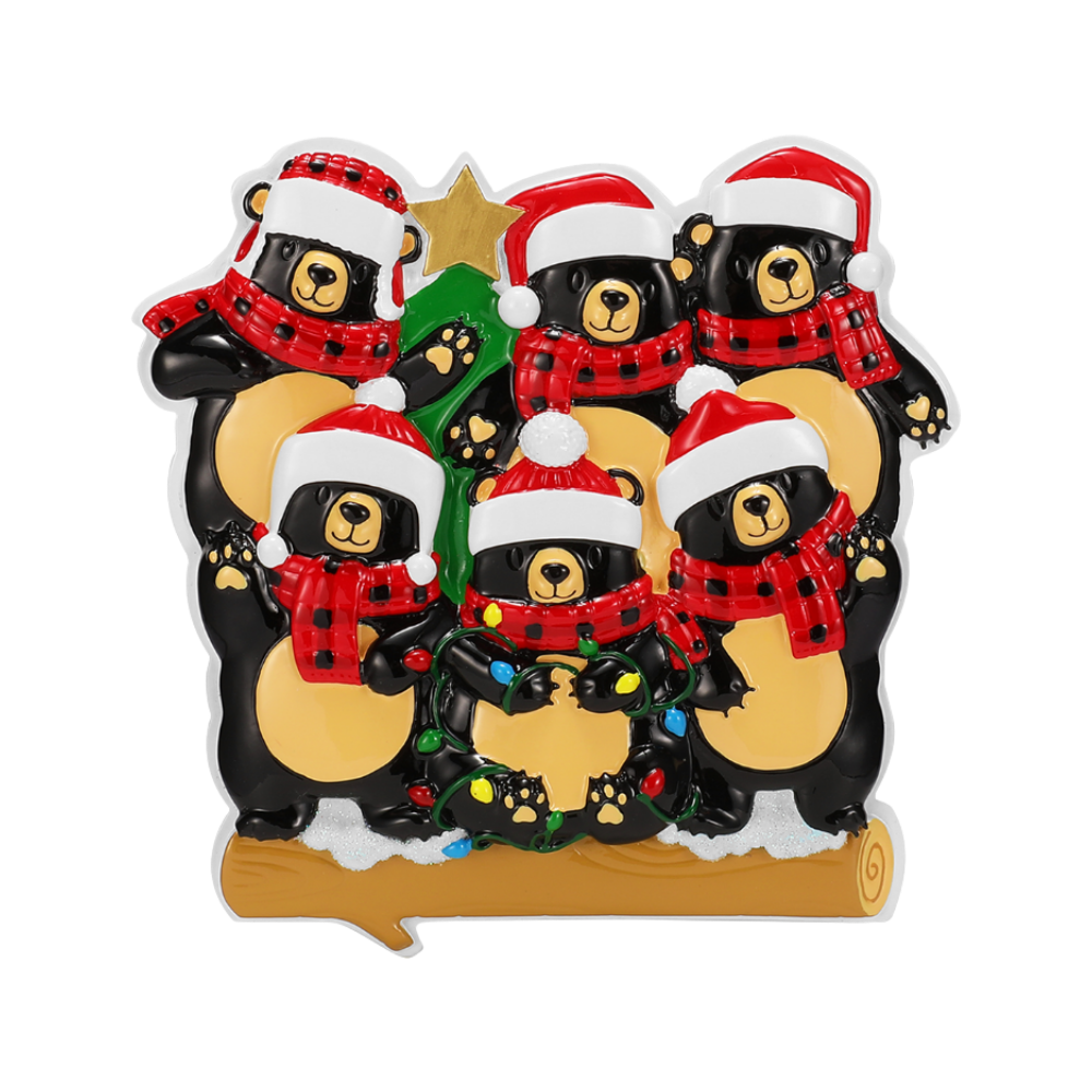 OR2676-6 - Bears With Scarf & Santa Hat Family of 6
