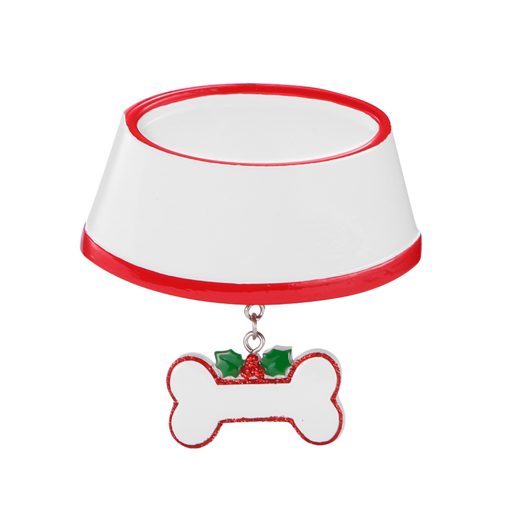 OR2764 - Dog Bowl W/Dangling Holiday Bone