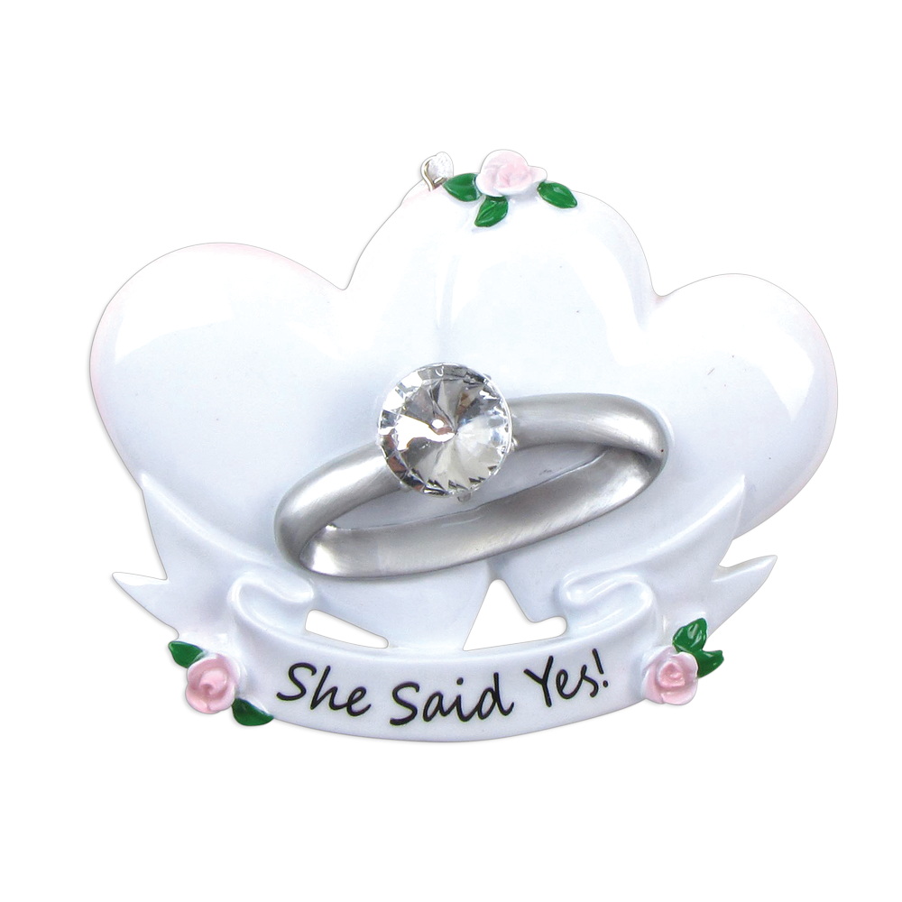 OR494 - Engagement Ring Personalised Christmas Decoration