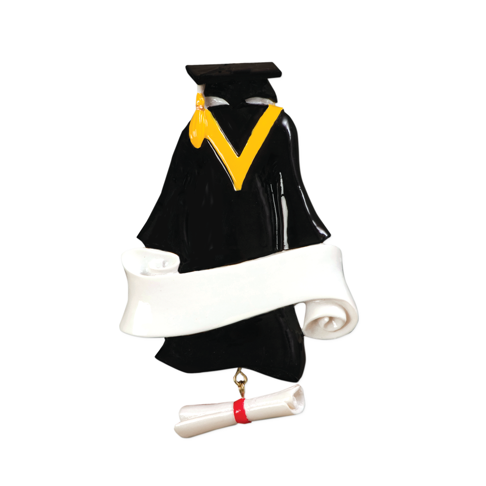 OR789 - Graduation Cap & Gown Personalised Christmas Ornament