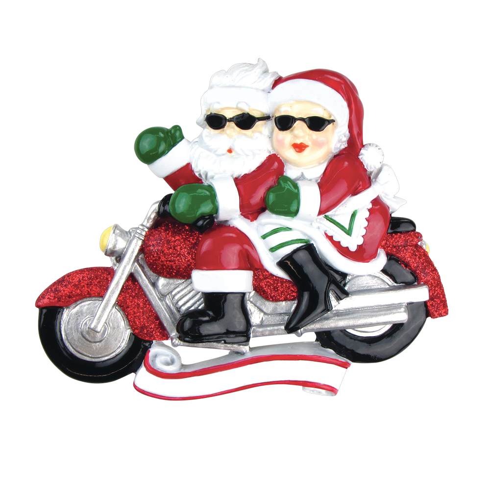 OR792 - Motorcycle Mr. & Mrs. Claus Personalised Christmas Decoration