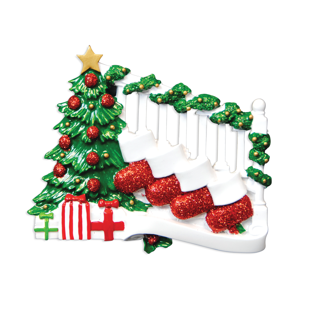 OR823-4 - Bannister With 4 Stockings Personalised Christmas Decoration
