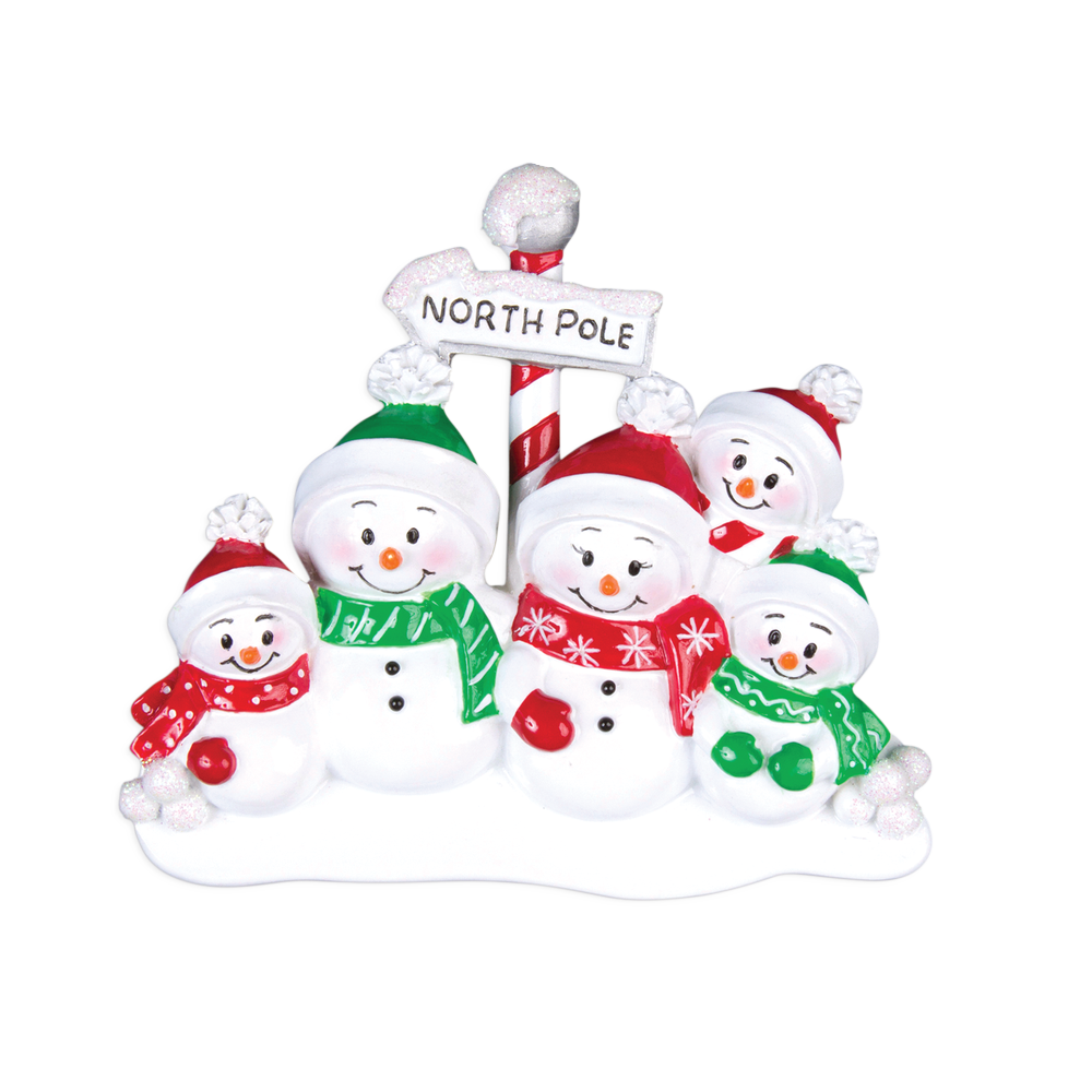 OR967-5 - North Pole Family of 5 Personalised Christmas Decorations