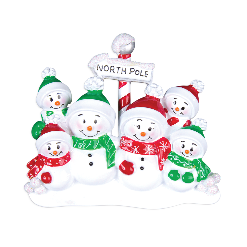 OR967-6 - North Pole Family of 6 Personalised Christmas Decorations