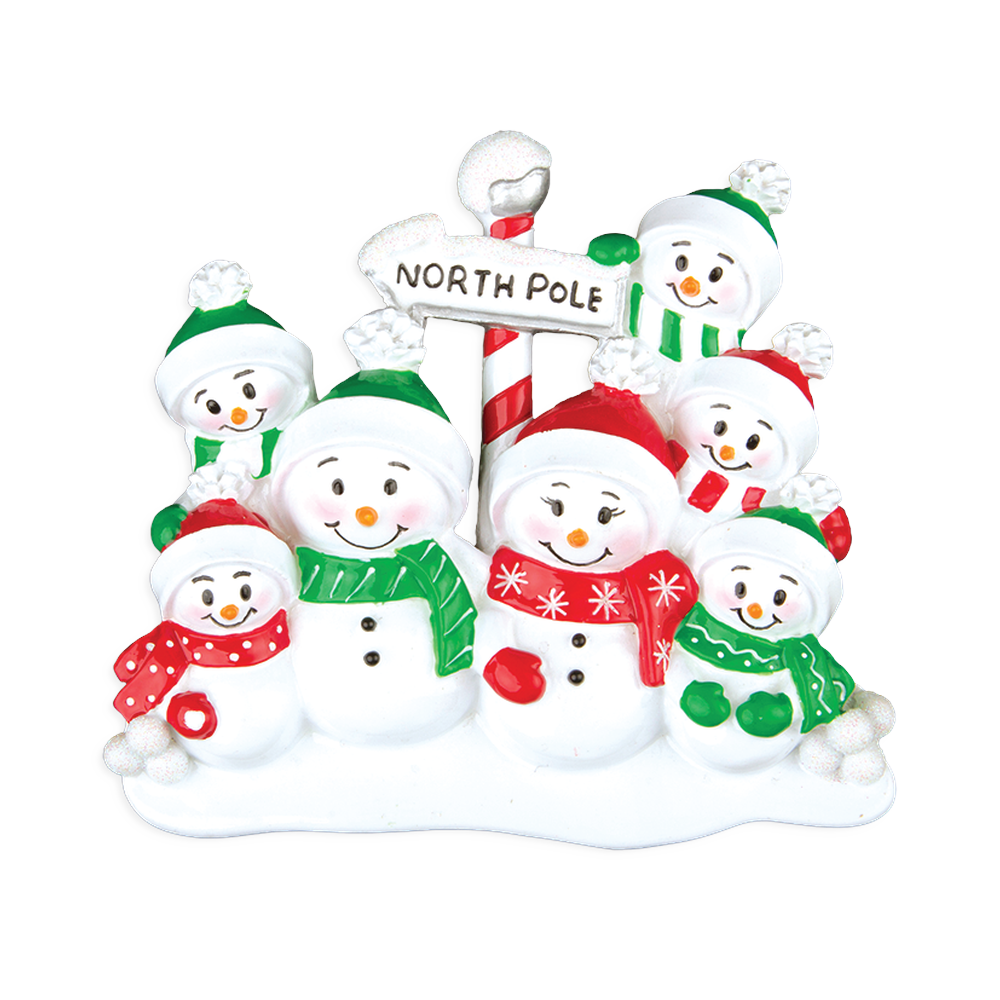OR967-7 - North Pole Family of 7 Personalised Christmas Decoration