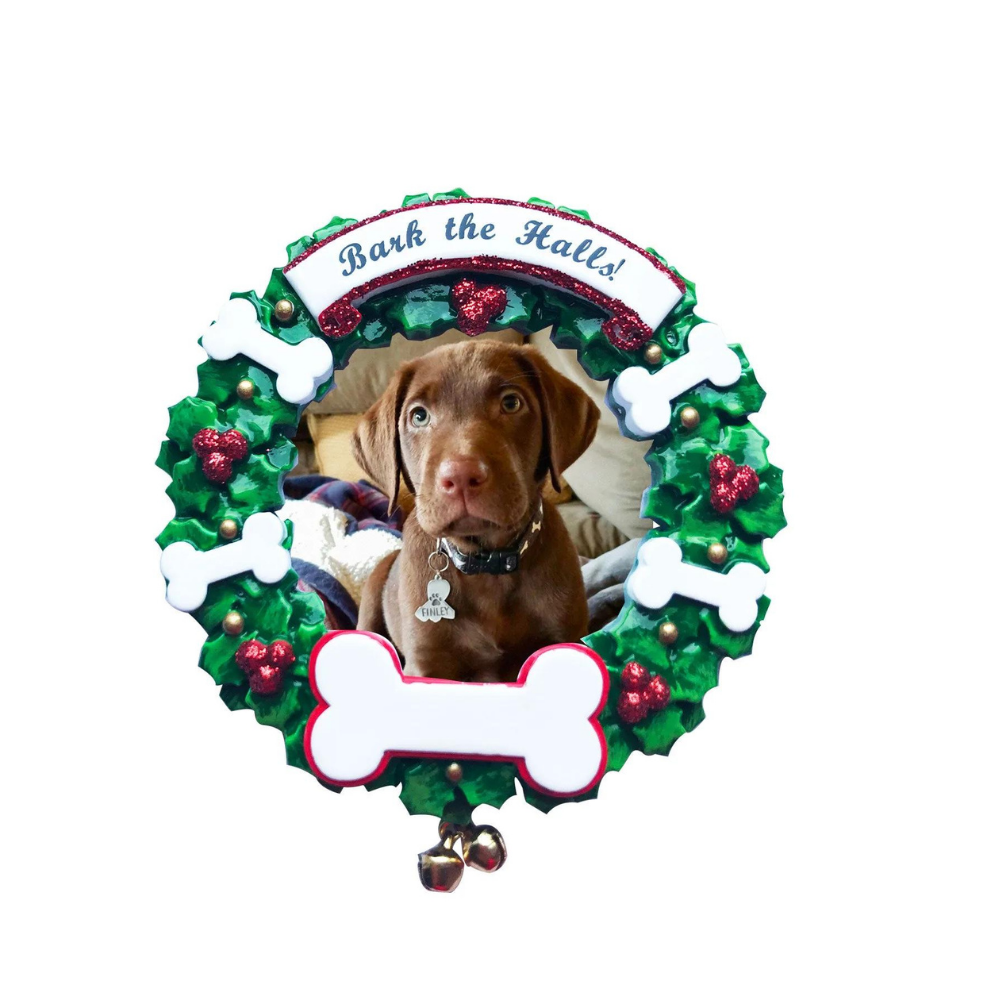PF1899 - Dog Wreath Frame Personalised Christmas Decoration