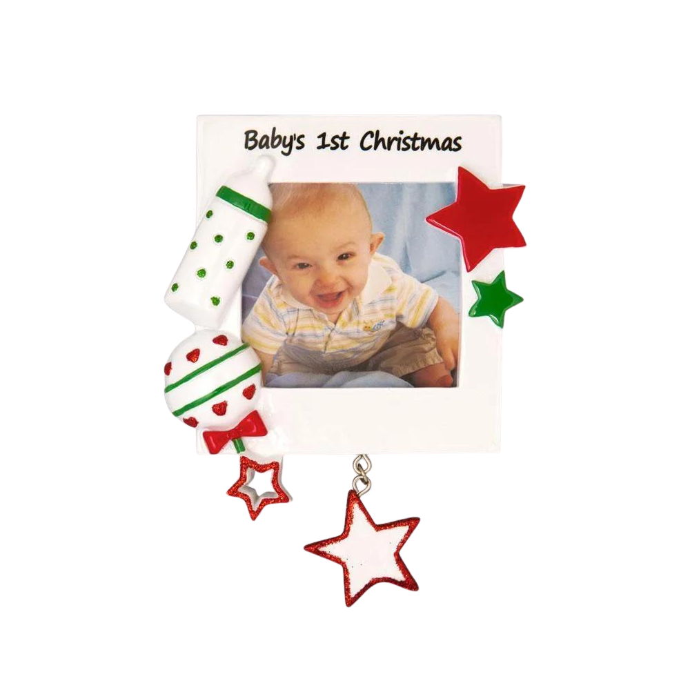 PF600-RG - Christmas Baby Frame (Red & Green) Personalised Christmas Decoration