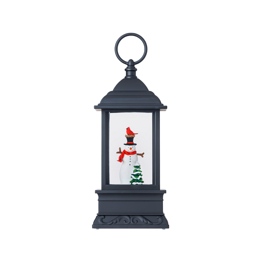 SG22005  - 9"H LED Snowman Plastic Water Lantern Glitter Spinner