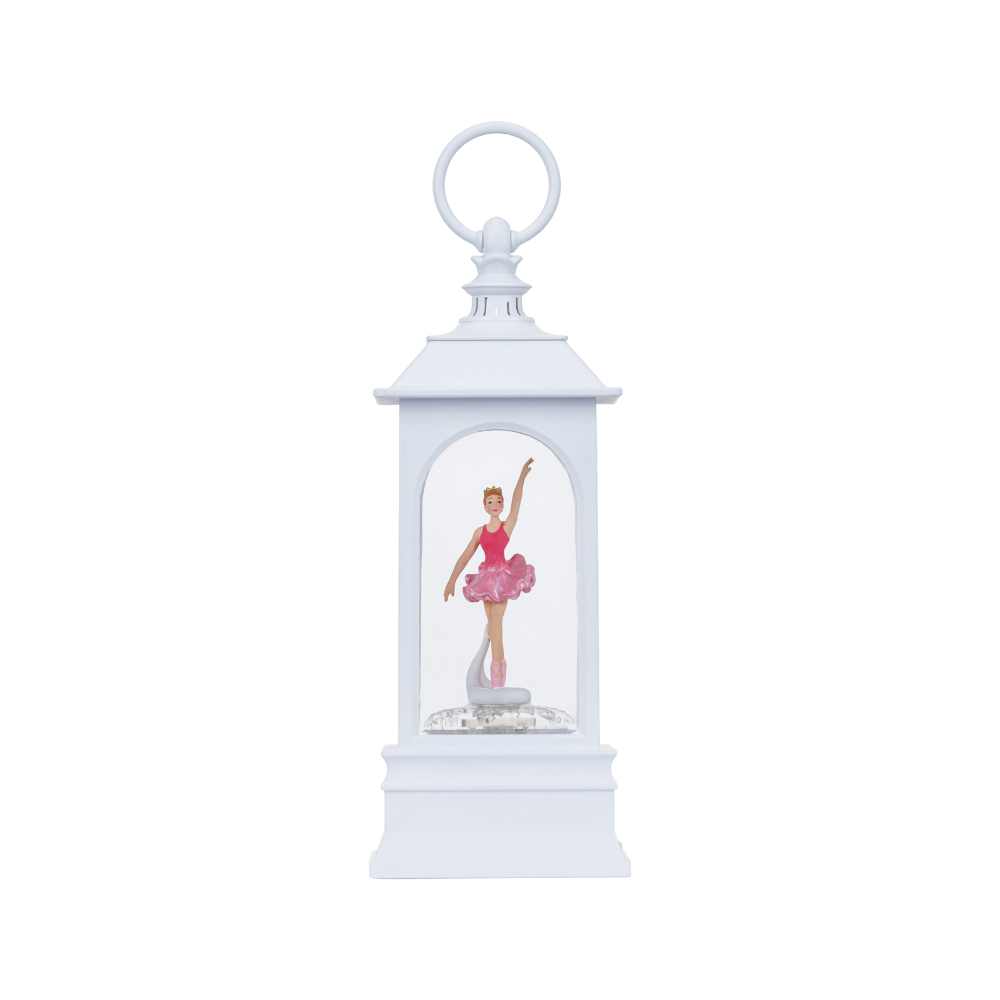 SG22010 - 9.25"H LED Rotated Ballerina Plastic Water Globe Lantern Glitter Spinner
