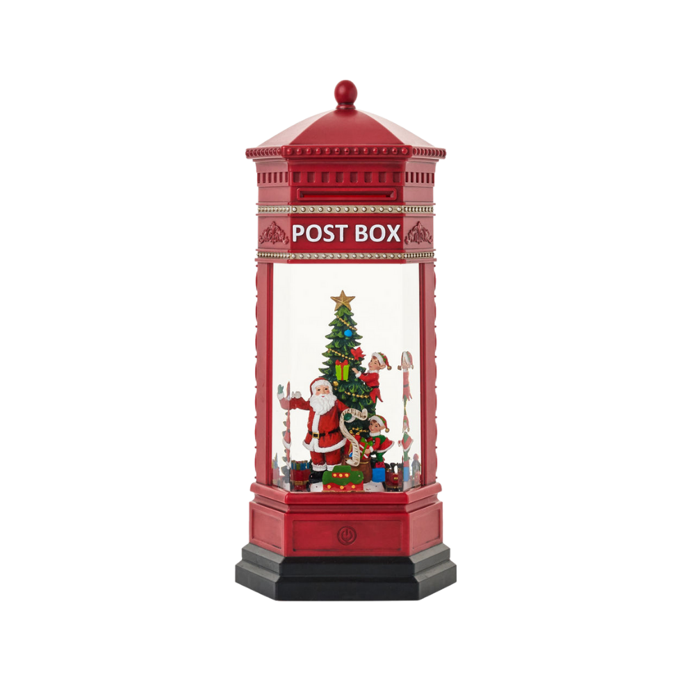 SG23C033 - 13"H LED Santa Water Globe Lantern Glitter Rotating