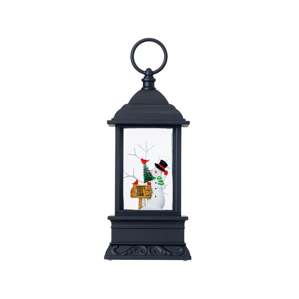 SG24009 - 8.75"H LED Snowman Plastic Water Globe Lantern Glitter Spinner