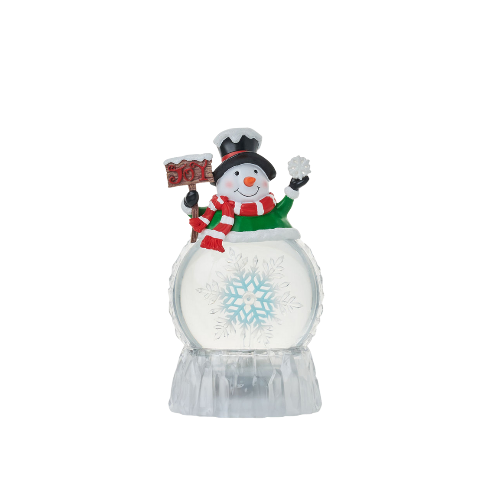 SG24146 - 9"H LED Snowman Water Globe Lantern Glitter Rotating