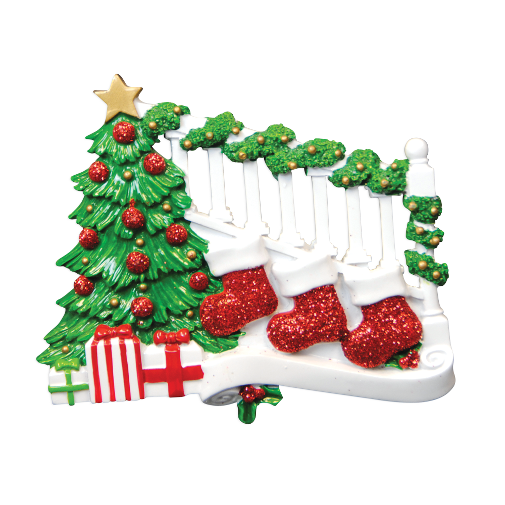 TT823-3 - Bannister with 3 Stockings Christmas Table Topper