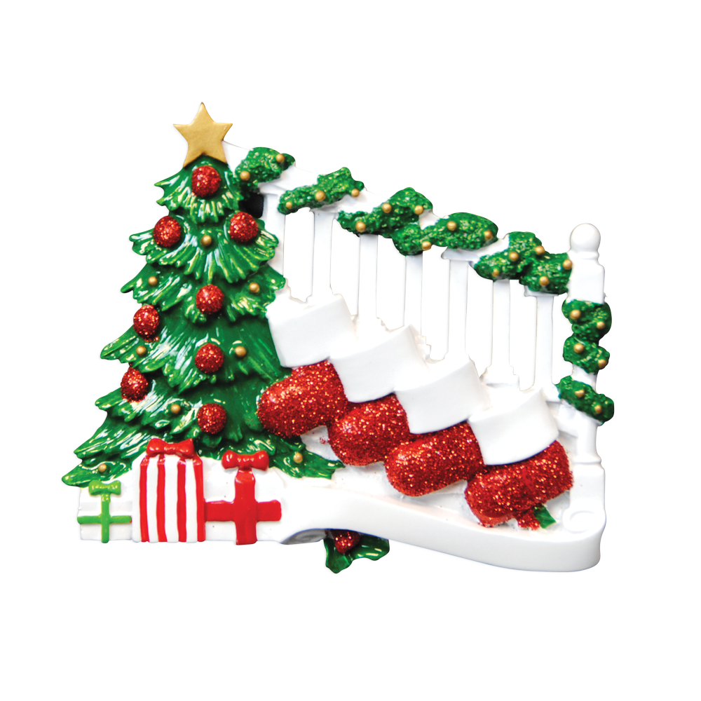TT823-4 - Bannister with 4 Stockings Christmas Table Topper