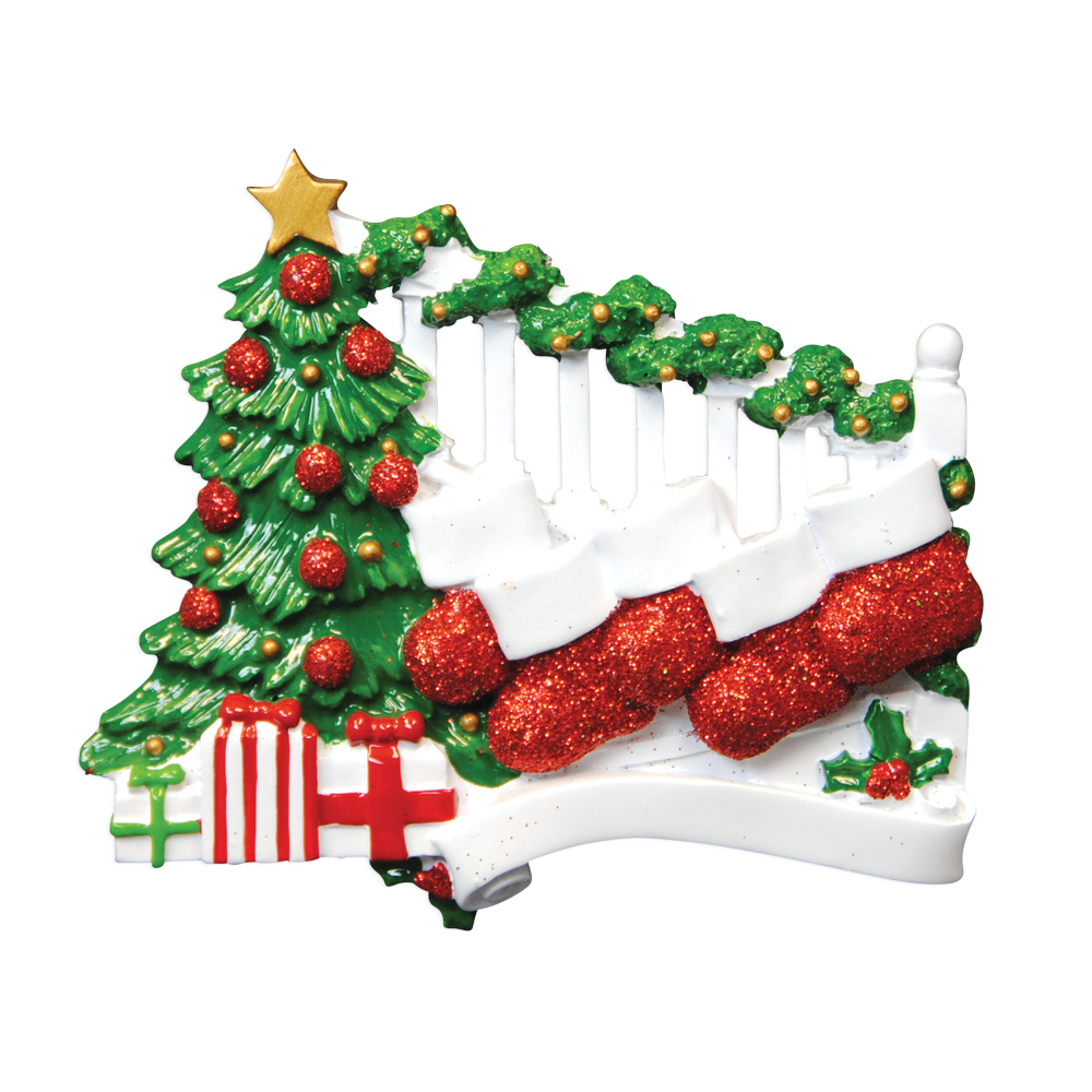 TT823-5 - Bannister with 5 Stockings Christmas Table Topper
