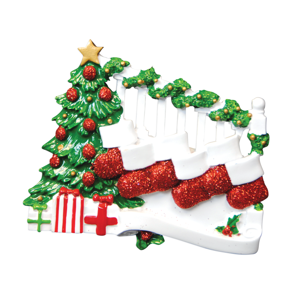 TT823-6 - Bannister with 6 Stockings Christmas Table Topper