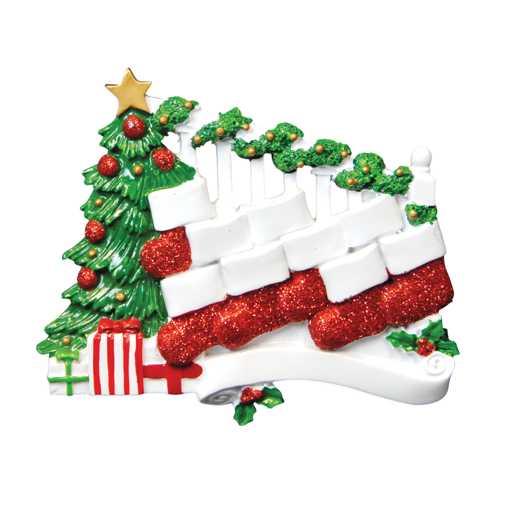 TT823-9 - Bannister with 9 Stockings Christmas Table Topper