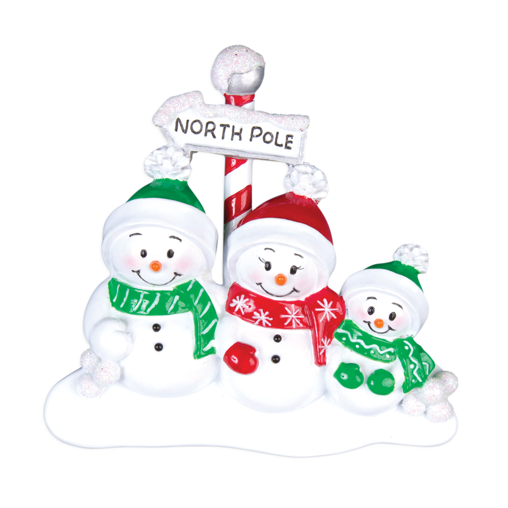 TT967-3 - North Pole Family of 3 Christmas Table Topper