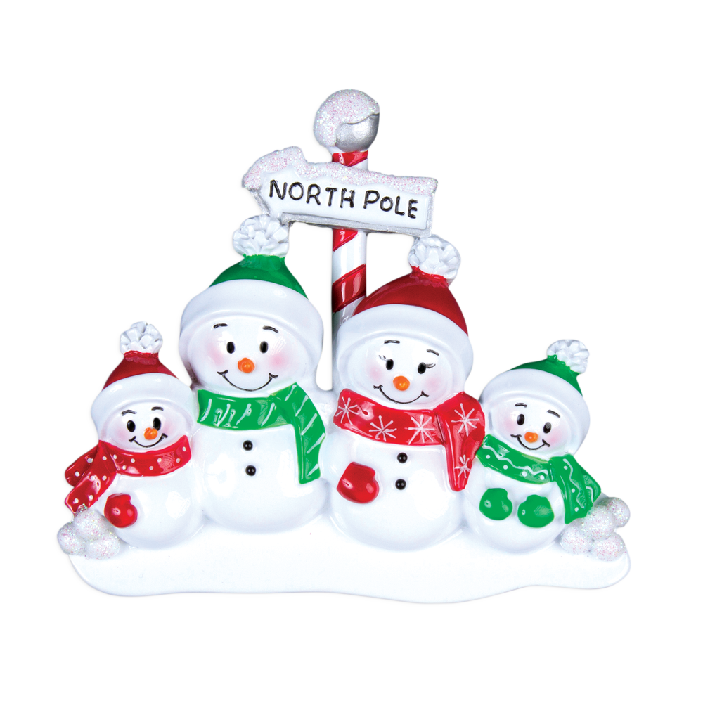 TT967-4 - North Pole Family of 4 Christmas Table Topper
